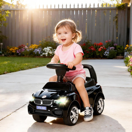 Ride On Baby Toddler Foot-to-Floor Sliding Car Walker with Music and Storage - Black