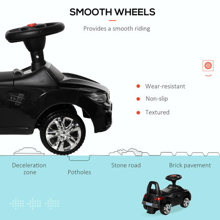 Ride On Baby Toddler Foot-to-Floor Sliding Car Walker with Music and Storage - Black