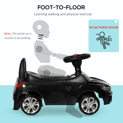 Ride On Baby Toddler Foot-to-Floor Sliding Car Walker with Music and Storage - Black