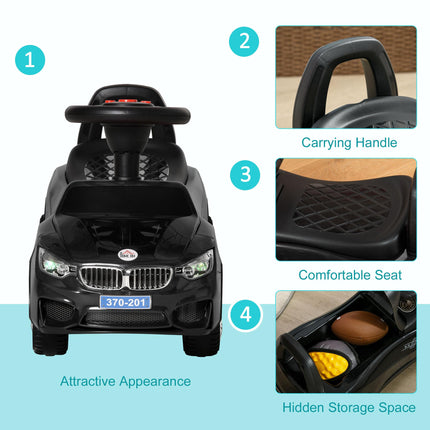 Ride On Baby Toddler Foot-to-Floor Sliding Car Walker with Music and Storage - Black