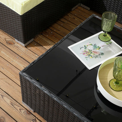 7 Piece Modular PE Rattan Garden Furniture Set with Cushions - Black