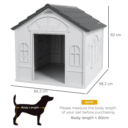 Weatherproof Plastic Dog House for Large Dogs - Grey