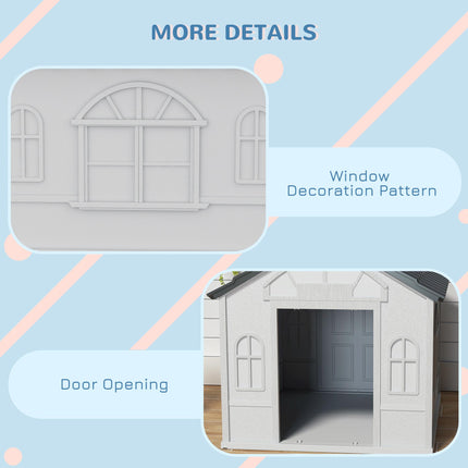Weatherproof Plastic Dog House for Large Dogs - Grey