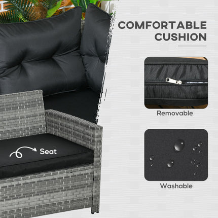 5 Piece Mixed Grey Rattan Patio Furniture Set with Cushions and Glass Table