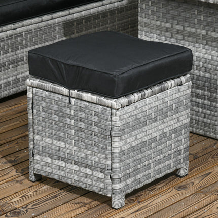 5 Piece Mixed Grey Rattan Patio Furniture Set with Cushions and Glass Table