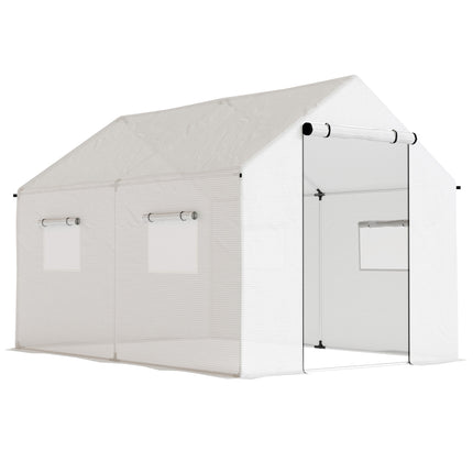 2 x 3 Metre Walk-In Polyethylene Polytunnel Greenhouse with UV Resistant Cover - White
