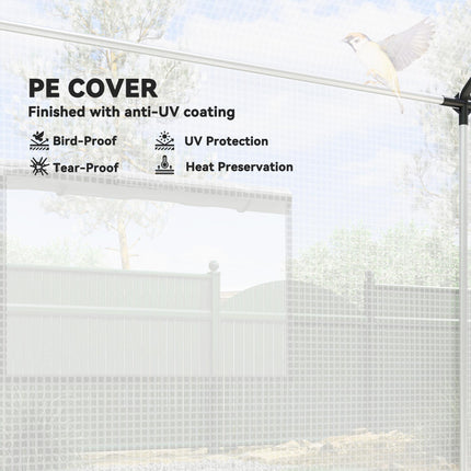 2 x 3 Metre Walk-In Polyethylene Polytunnel Greenhouse with UV Resistant Cover - White