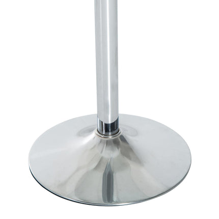 Round Modern Dining Table with Tempered Glass Top and Steel Base - Transparent Silver