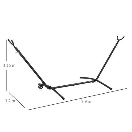 9.5ft Portable Adjustable Hammock Stand with Wheels and Carry Bag for String & Brazilian-style Hammocks - Black