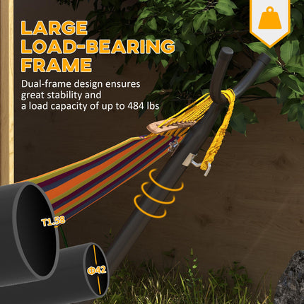 9.5ft Portable Adjustable Hammock Stand with Wheels and Carry Bag for String & Brazilian-style Hammocks - Black