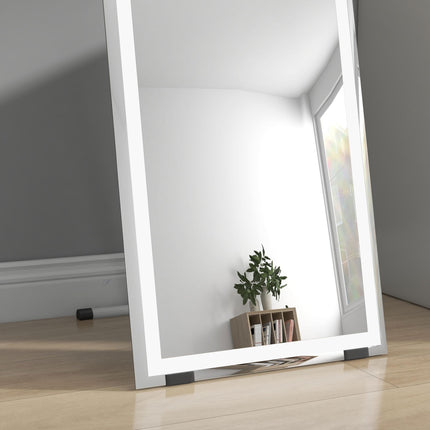 Standing Dressing Mirror with Dimmable 3-Colour LED Lights - White