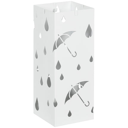 Six-Umbrella Galvanised Steel Holder Stand with Drip Tray - White