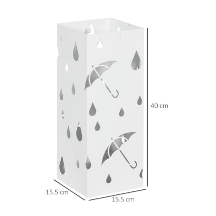 Six-Umbrella Galvanised Steel Holder Stand with Drip Tray - White