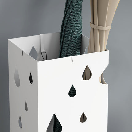 Six-Umbrella Galvanised Steel Holder Stand with Drip Tray - White