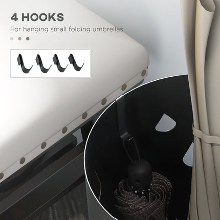 Freestanding Round Umbrella Stand with 4 Hooks and Drip Tray for Hallway and Entryway - Dark Grey