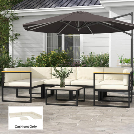Outdoor Replacement Seat and Back Cushions for 7-Seat Rattan Patio Set - Cream White