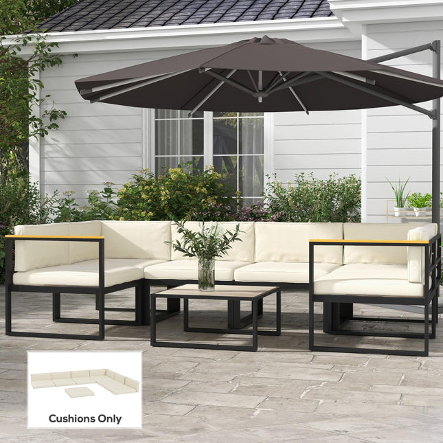 Outdoor Replacement Seat and Back Cushions for 7-Seat Rattan Patio Set - Cream White