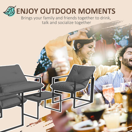 4 Piece Garden Sofa Set with Thick Cushions and Tempered Glass Table - Grey