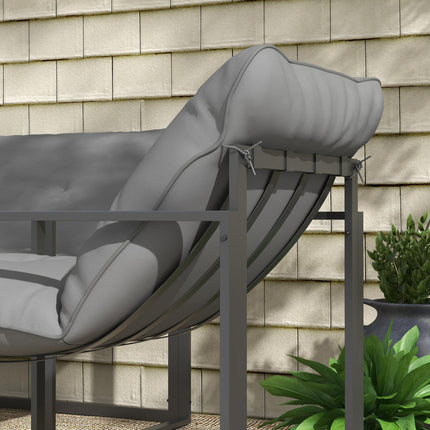 4 Piece Garden Sofa Set with Thick Cushions and Tempered Glass Table - Grey