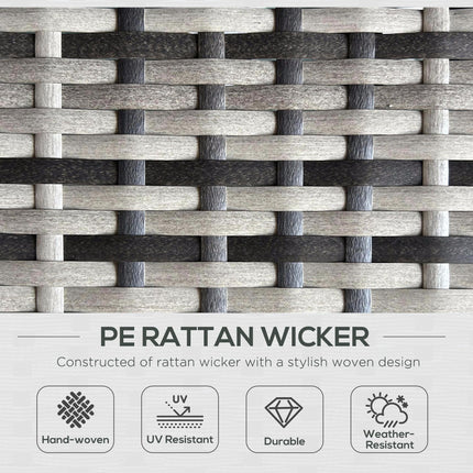 5 Piece Rattan Sun Lounger Set with Storage Footstools and Glass Table - Grey