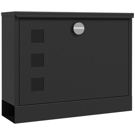 Wall Mounted Weatherproof Letterbox with 2 Keys & Viewing Windows - Black