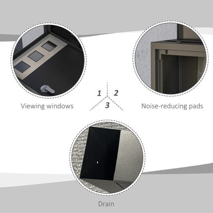 Wall Mounted Weatherproof Letterbox with 2 Keys & Viewing Windows - Black