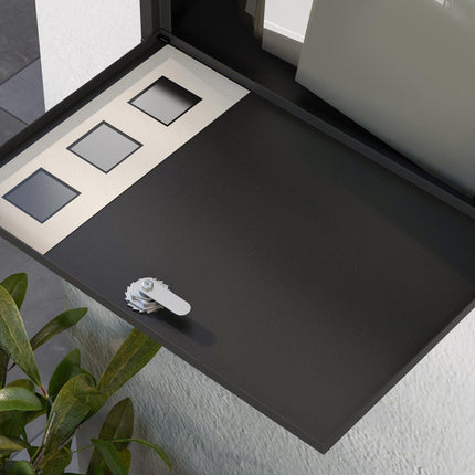 Wall Mounted Weatherproof Letterbox with 2 Keys & Viewing Windows - Black