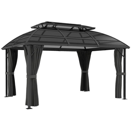 4 x 3m Aluminium Frame Hard Gazebo with Accessories - Black