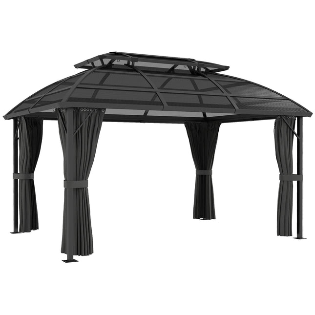 4 x 3m Aluminium Frame Hard Gazebo with Accessories - Black