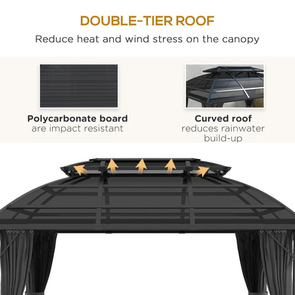 4 x 3m Aluminium Frame Hard Gazebo with Accessories - Black