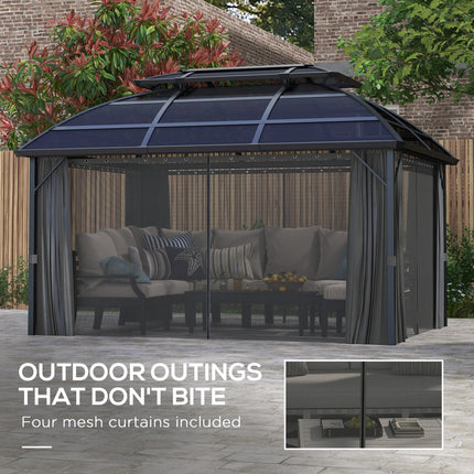 4 x 3m Aluminium Frame Hard Gazebo with Accessories - Black