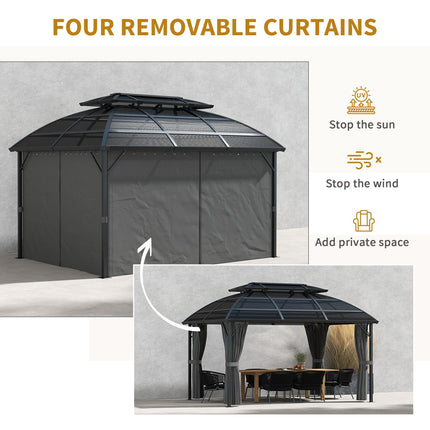 4 x 3m Aluminium Frame Hard Gazebo with Accessories - Black
