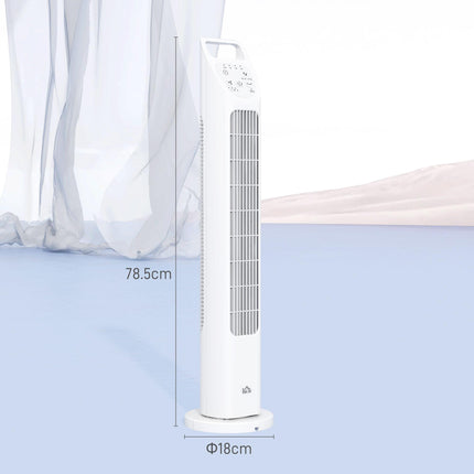 31" Oscillating Tower Fan with Remote, 4H Timer, 3 Speeds & Modes - White