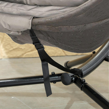 Round Egg Basket Chair with Steel Stand and Padded Seat - Grey