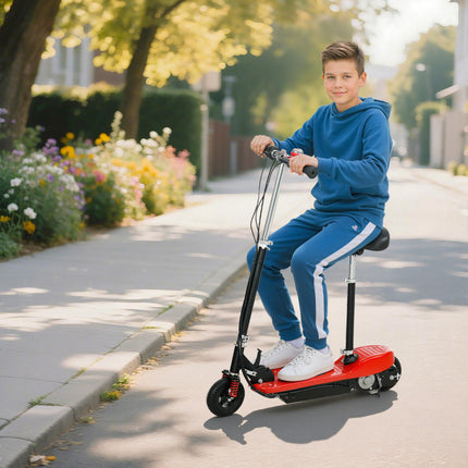 Folding Steel Electric Scooter with Bell 15km/h for Kids 4-14 Years - Red