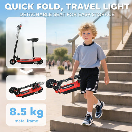 Folding Steel Electric Scooter with Bell 15km/h for Kids 4-14 Years - Red