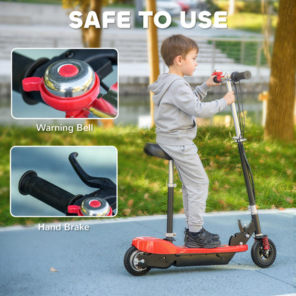 Folding Steel Electric Scooter with Bell 15km/h for Kids 4-14 Years - Red