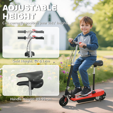 Folding Steel Electric Scooter with Bell 15km/h for Kids 4-14 Years - Red