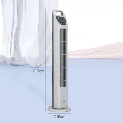 31" Oscillating Tower Fan with Remote, 4H Timer, 3 Speeds & Modes - Silver