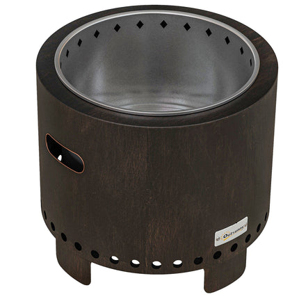 Smokeless Metal Wood-Burning Fire Pit with Poker - Black