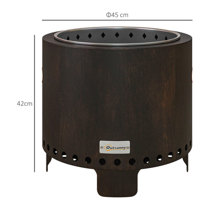 Smokeless Metal Wood-Burning Fire Pit with Poker - Black
