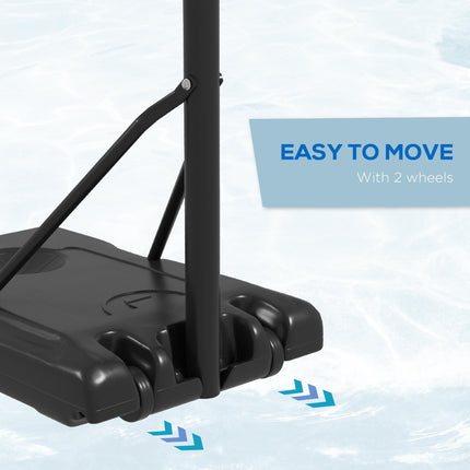 Adjustable Height Basketball Hoop and Stand with Wheels 182-213cm - Black
