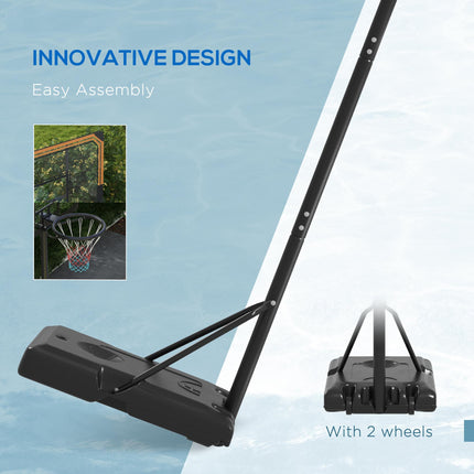 Adjustable Height Basketball Hoop and Stand with Wheels 182-213cm - Black