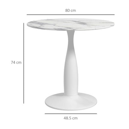 Round Dining Table with Steel Base and Non-slip Pads, Space Saving Small Dining Table - White and Grey