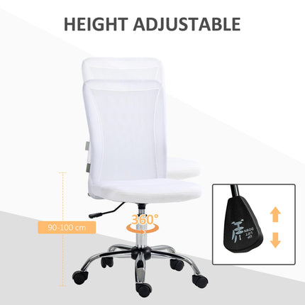 Mesh Computer Desk Office Chair with Adjustable Height and Swivel Wheels - White