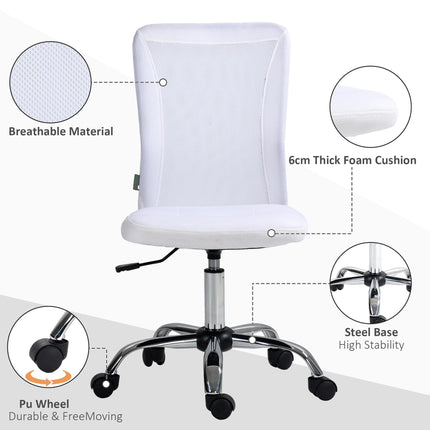 Mesh Computer Desk Office Chair with Adjustable Height and Swivel Wheels - White