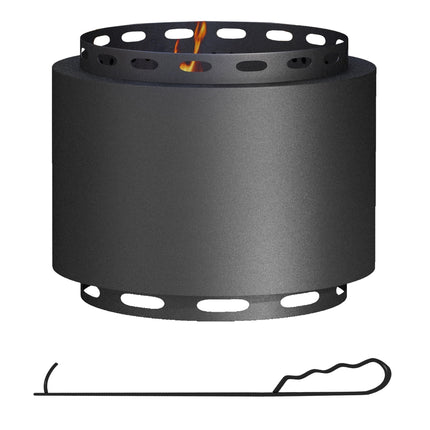 Portable Smokeless Metal Fire Pit with Poker 48.5cm - Black