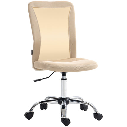 Mesh Armless Computer Desk Office Chair with Adjustable Height and Swivel Wheels - Beige