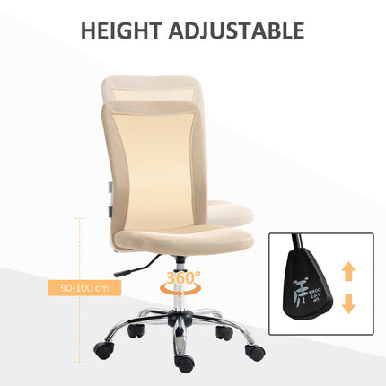 Mesh Armless Computer Desk Office Chair with Adjustable Height and Swivel Wheels - Beige