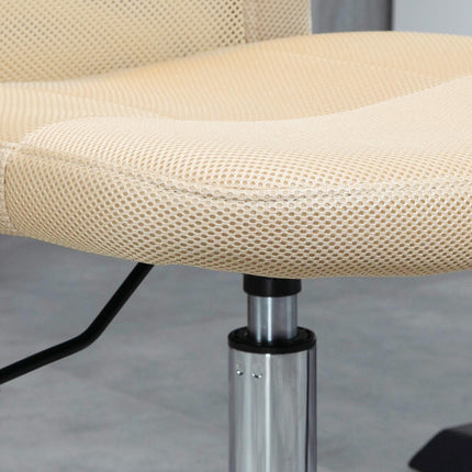Mesh Armless Computer Desk Office Chair with Adjustable Height and Swivel Wheels - Beige